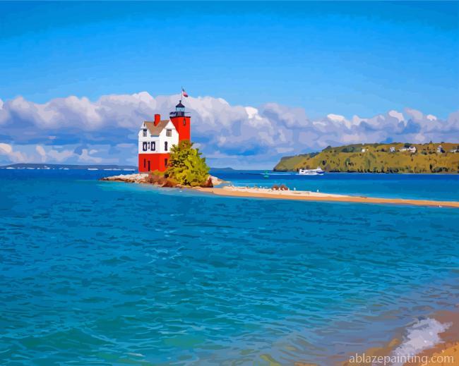 Cool Round Island Lighthouse Paint By Numbers.jpg