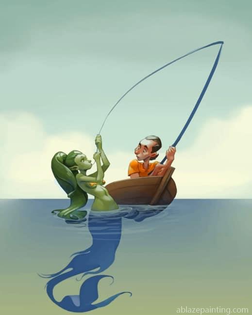 Fisherman And Green Mermaid New Paint By Numbers.jpg