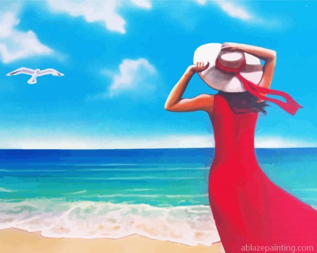 Lady In Red By The Seaside Paint By Numbers.jpg