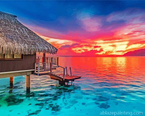 Tahiti Island At Sunset Paint By Numbers.jpg