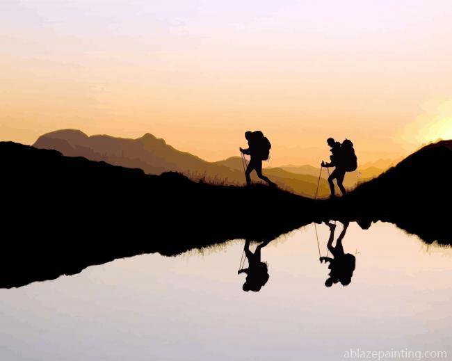 Hikers Silhouettes Reflection Paint By Numbers.jpg