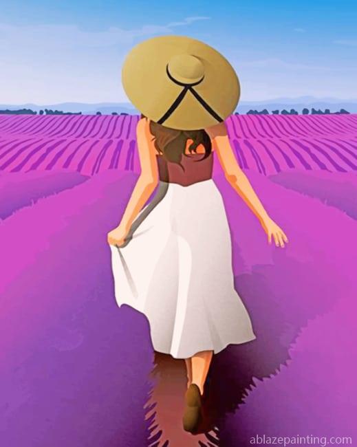 Girl Enjoying The Spring In A Field Of Lavender Women Paint By Numbers.jpg