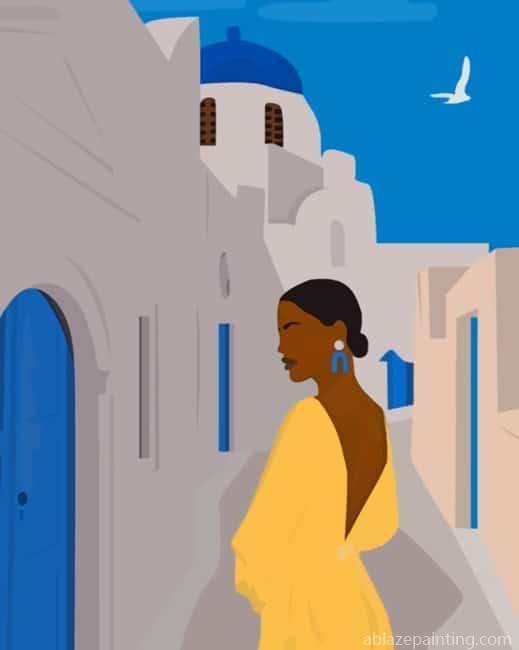 African Woman In Santorini Greece New Paint By Numbers.jpg