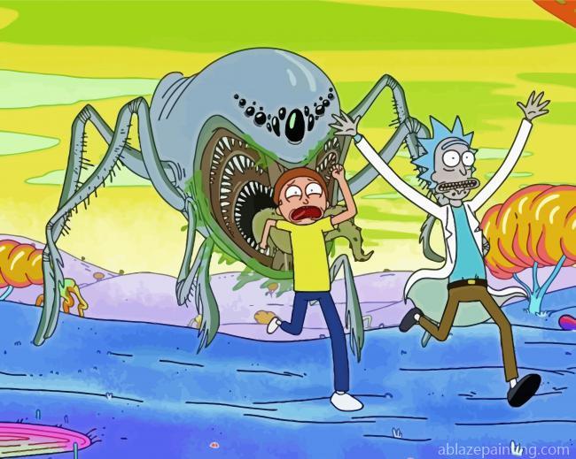 Rick And Morty Running Away From Monster Paint By Numbers.jpg