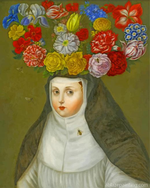Primitive Woman Wearing Flowers Crown Paint By Numbers.jpg