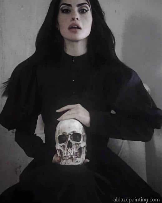 Gothic Girl Carrying A Skull New Paint By Numbers.jpg