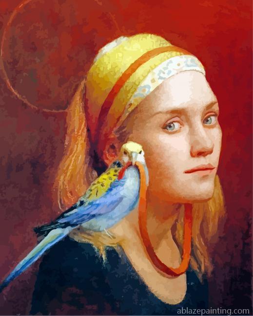 Woman And Bird By Louise Camille Fenne Paint By Numbers.jpg