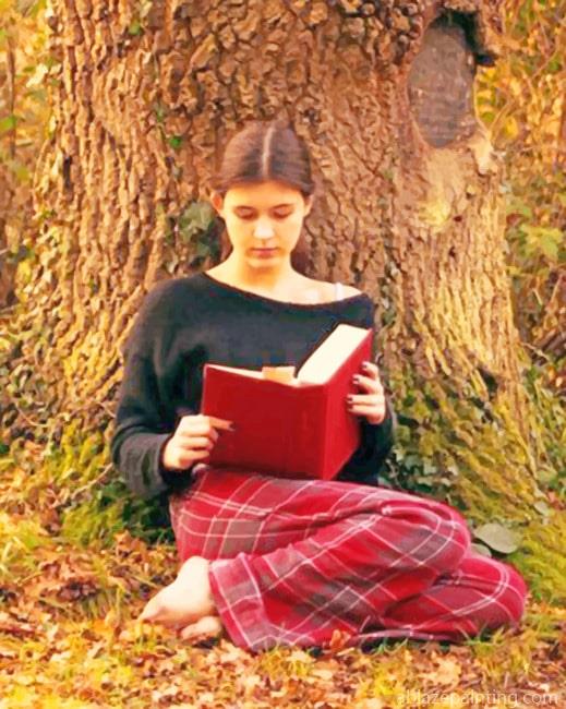 Girl Reading Book Under Tree New Paint By Numbers.jpg