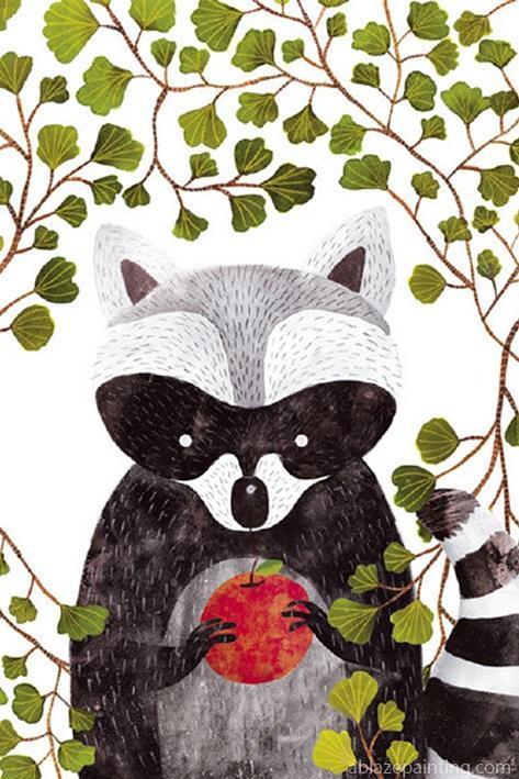 Raccoon And Apple Paint By Numbers.jpg