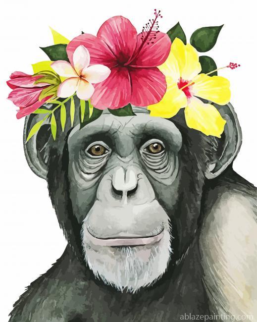 Monkey With Flowers Paint By Numbers.jpg