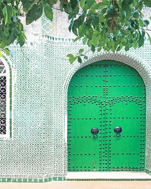 Traditional Moroccan Green Door New Paint By Numbers.jpg