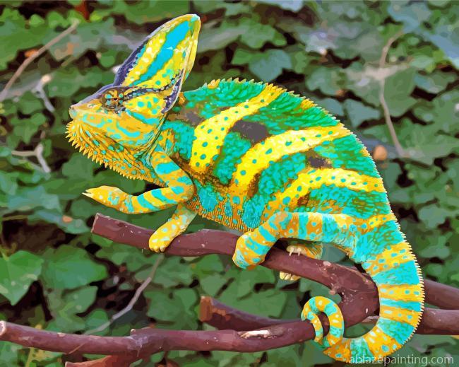 Green And Yellow Chameleon Paint By Numbers.jpg
