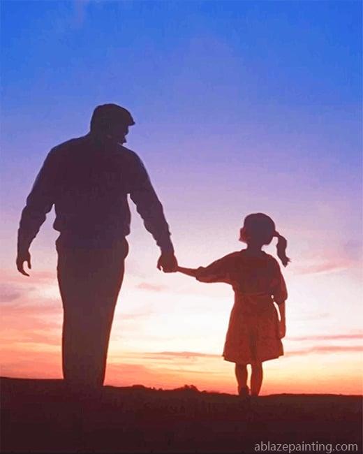 Dad And Daughter Walking Silhouette New Paint By Numbers.jpg