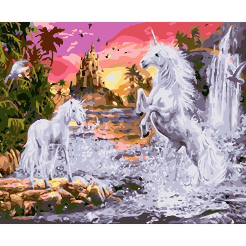 Unicorn Playing With Its Colt Animals Paint By Numbers.jpg