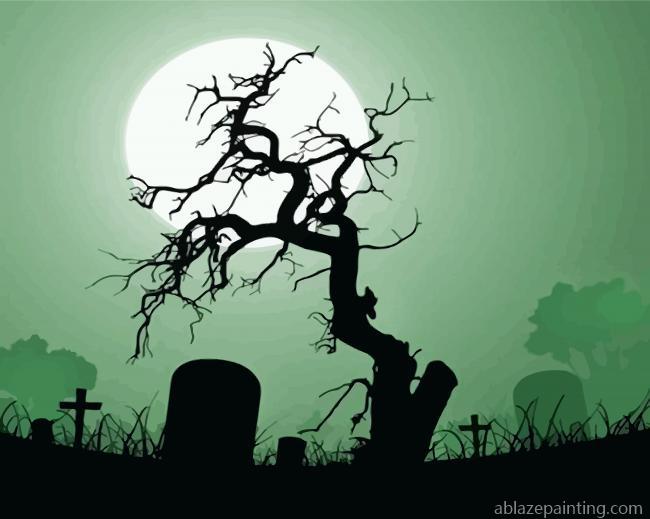 Tree In Graveyard Silhouette Paint By Numbers.jpg