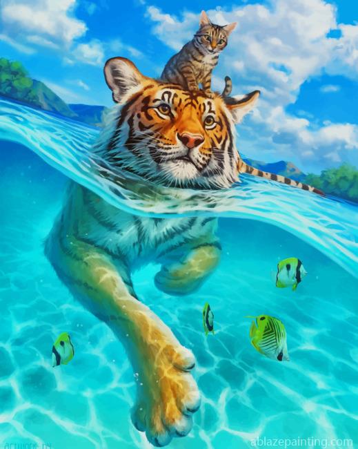 Cat And Tiger In Water Paint By Numbers.jpg