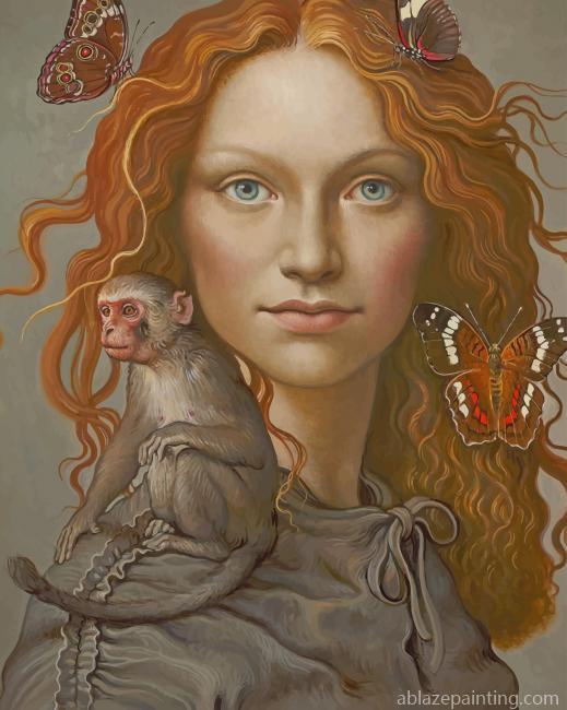 Ginger Girl With Monkey New Paint By Numbers.jpg