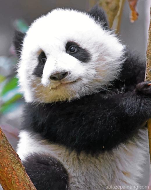 Cute Panda On Tree Animals Paint By Numbers.jpg