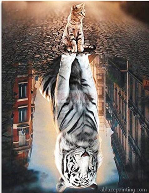Cat Reflection Tiger Animals Paint By Numbers.jpg