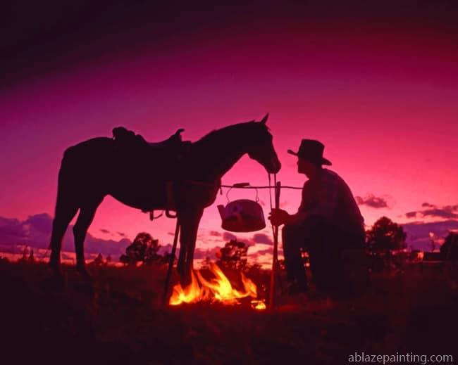 Cow Boy With Fire And A Horse Western Paint By Numbers.jpg