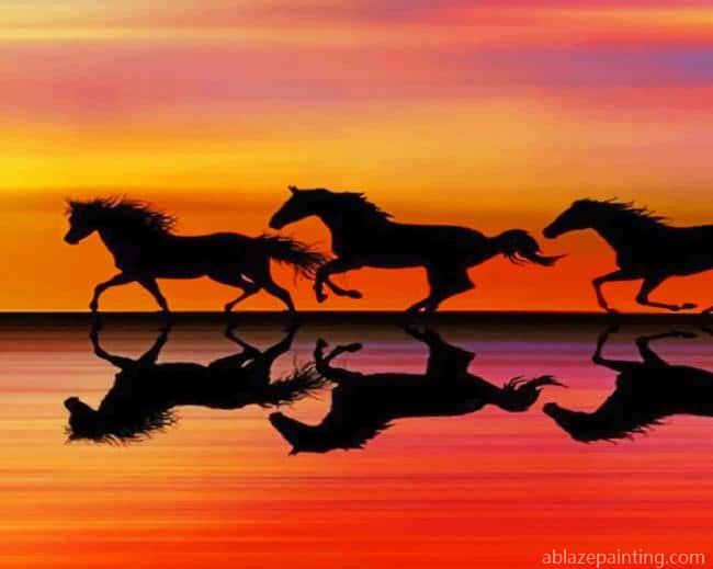Horses Galloping In The Sunset New Paint By Numbers.jpg