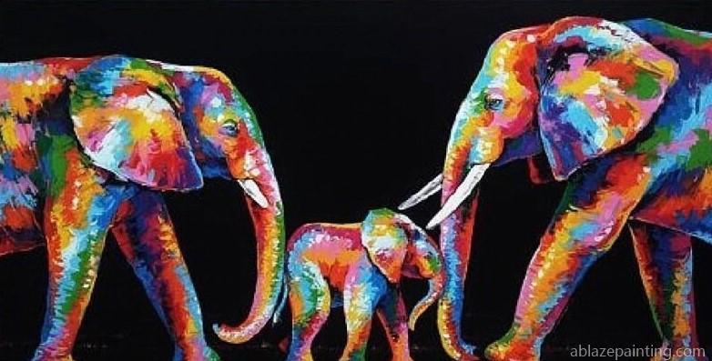 Colorful Elephant Family Animals Paint By Numbers.jpg