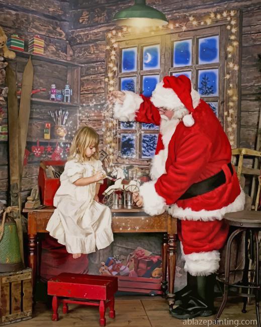 Santa And A Little Girl New Paint By Numbers.jpg