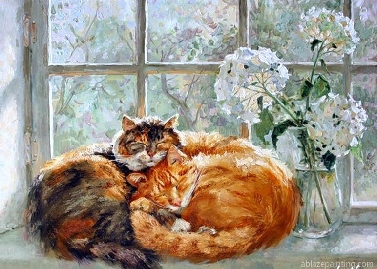 Cats Sleeping In Window Animals Paint By Numbers.jpg