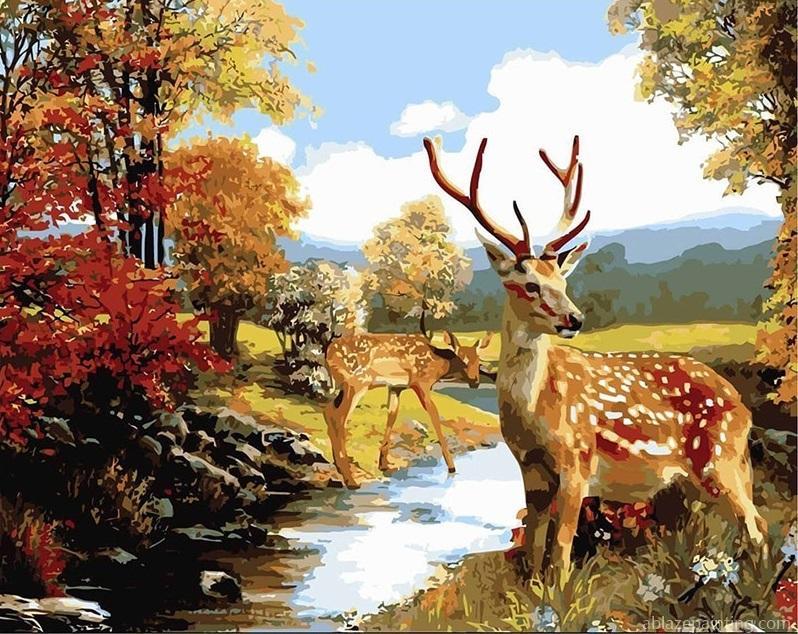 Impalas In The River Animals Paint By Numbers.jpg