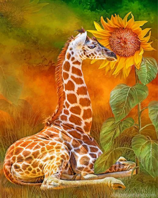 Giraffe And Sunflower Paint By Numbers.jpg