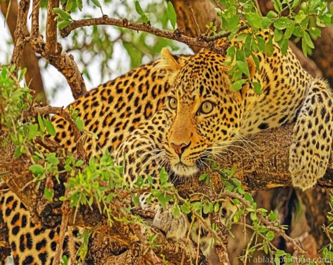 Leopard On Tree Animals Paint By Numbers.jpg