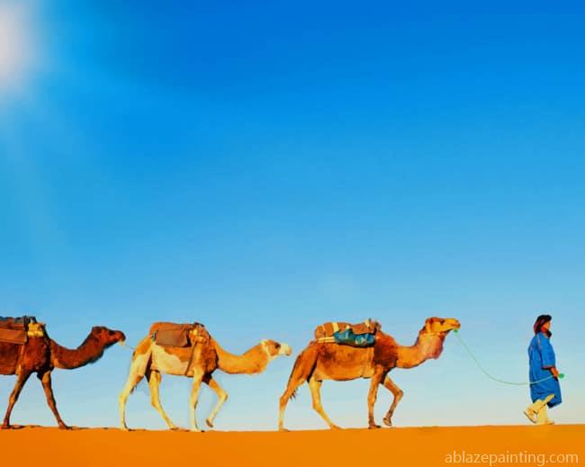 Desert Camels In A Line Animals Paint By Numbers.jpg