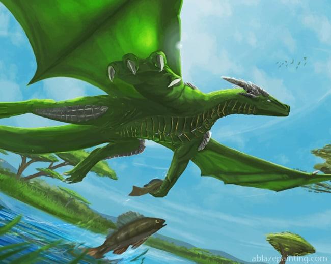 Green Dragon Flying Fantasy Paint By Numbers.jpg