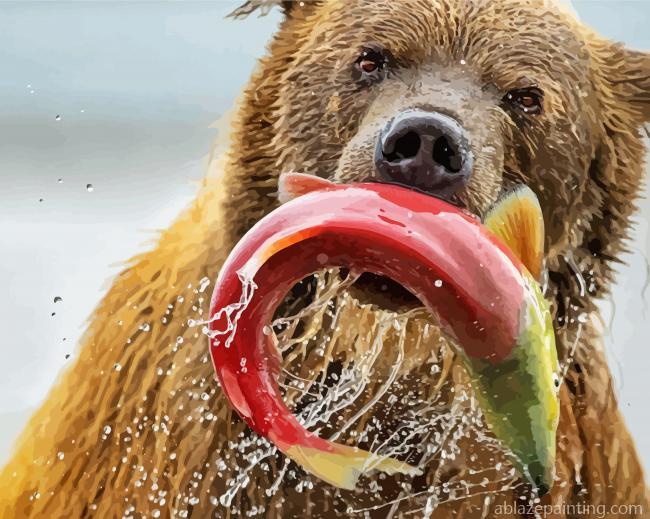 Bear Catching Salmon Fish Paint By Numbers.jpg