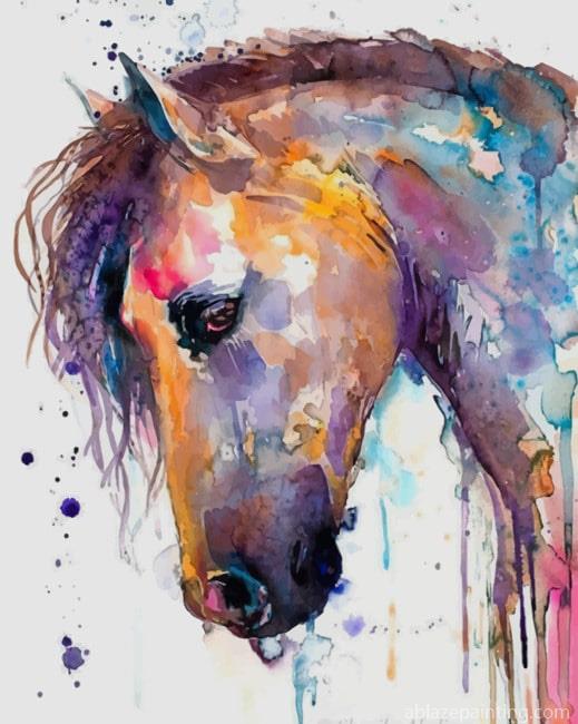 Colorful Watercolor Horse Animals Paint By Numbers.jpg
