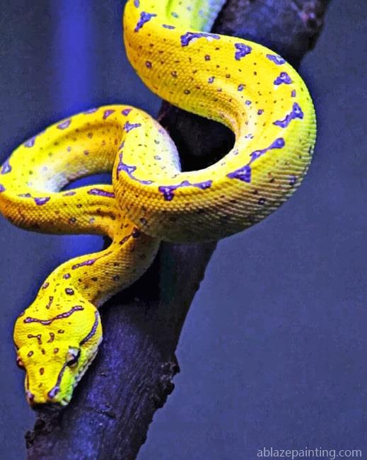 Yellow And Blue Snake Reptiles Paint By Numbers.jpg