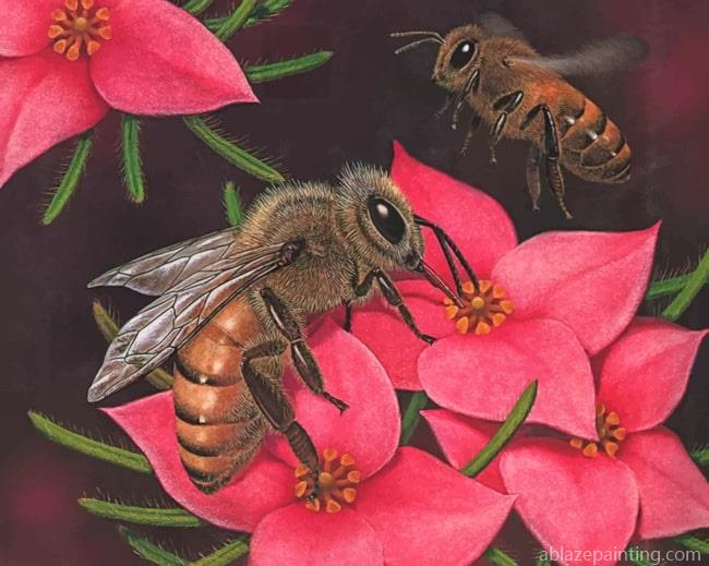 A Drawing Of A Bee On A Flower Roses Paint By Numbers.jpg