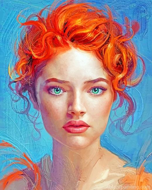 Red Head Beautiful Lady Women Paint By Numbers.jpg