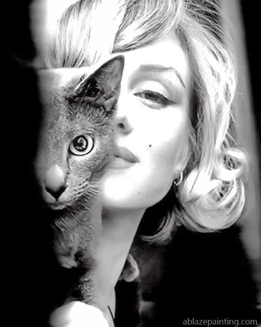 Marilyn Monroe With Her Cat New Paint By Numbers.jpg