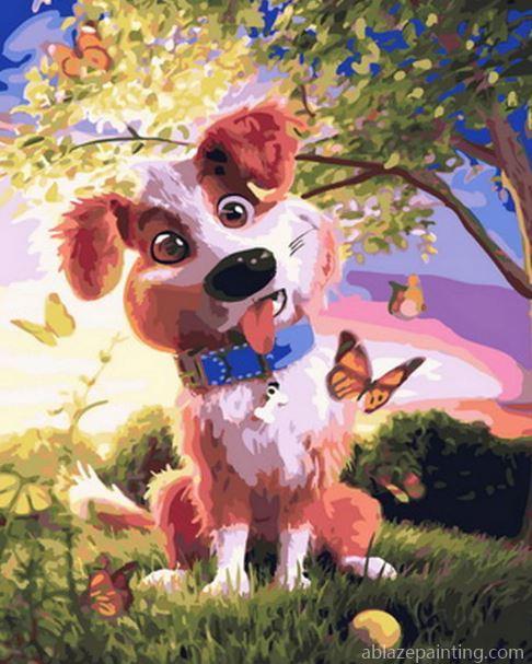 Dog And Butterfly Animals Paint By Numbers.jpg