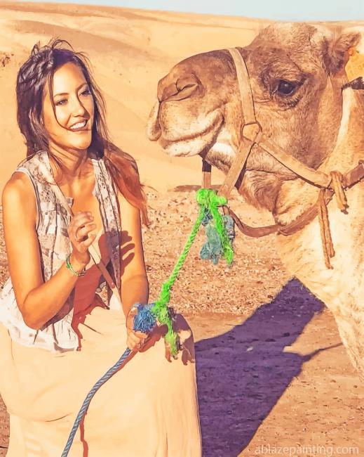 A Woman Sitting With Camel On Sand New Paint By Numbers.jpg