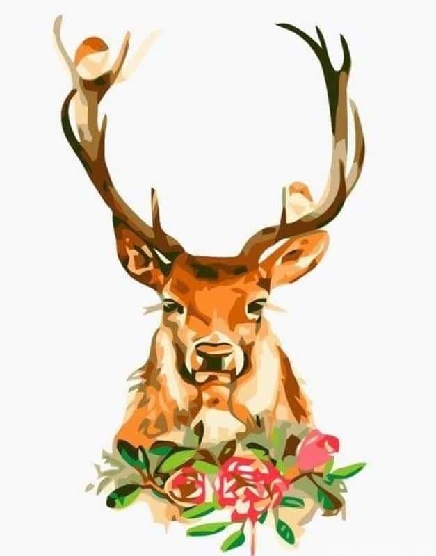 Deer Roses Animals Paint By Numbers.jpg