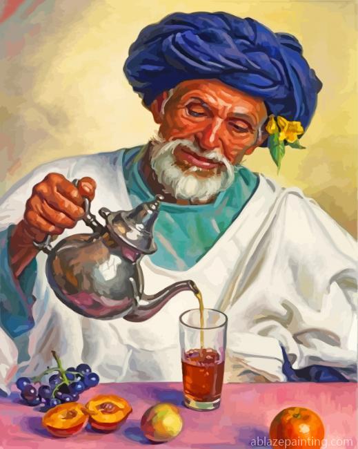 Old Moroccan Man Pouring Tea Paint By Numbers.jpg