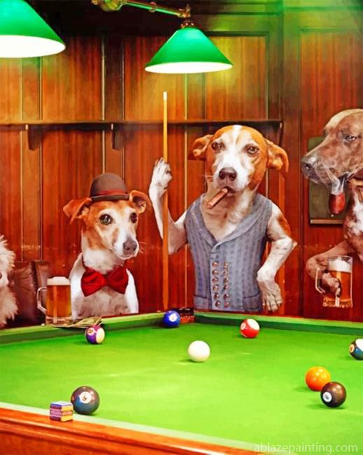 Dogs Playing Pool While Smoking Animals Paint By Numbers.jpg