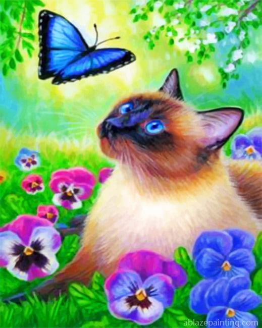 Cat And Blue Butterfly Animals Paint By Numbers.jpg