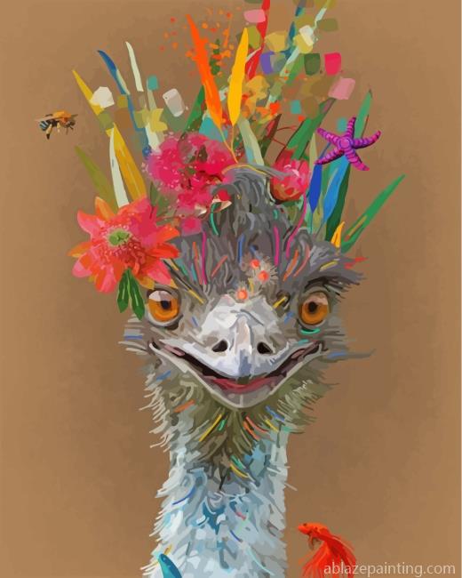 Ostrich And Flowers Paint By Numbers.jpg