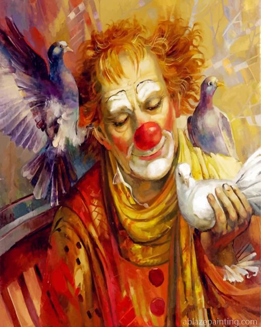 Clown With Pigeons Paint By Numbers.jpg
