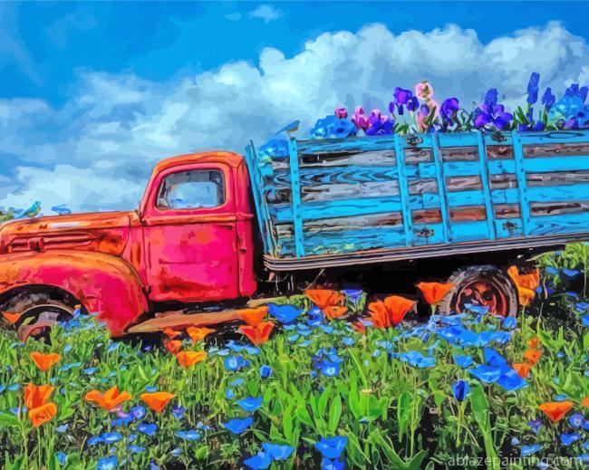Vintage Old Truck And Flowers Paint By Numbers.jpg