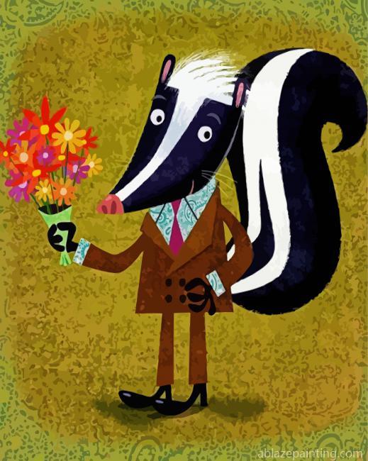 Skunk Holding Flowers Paint By Numbers.jpg