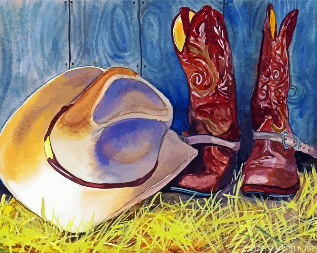 Western Cowboy Hat And Boots Paint By Numbers.jpg